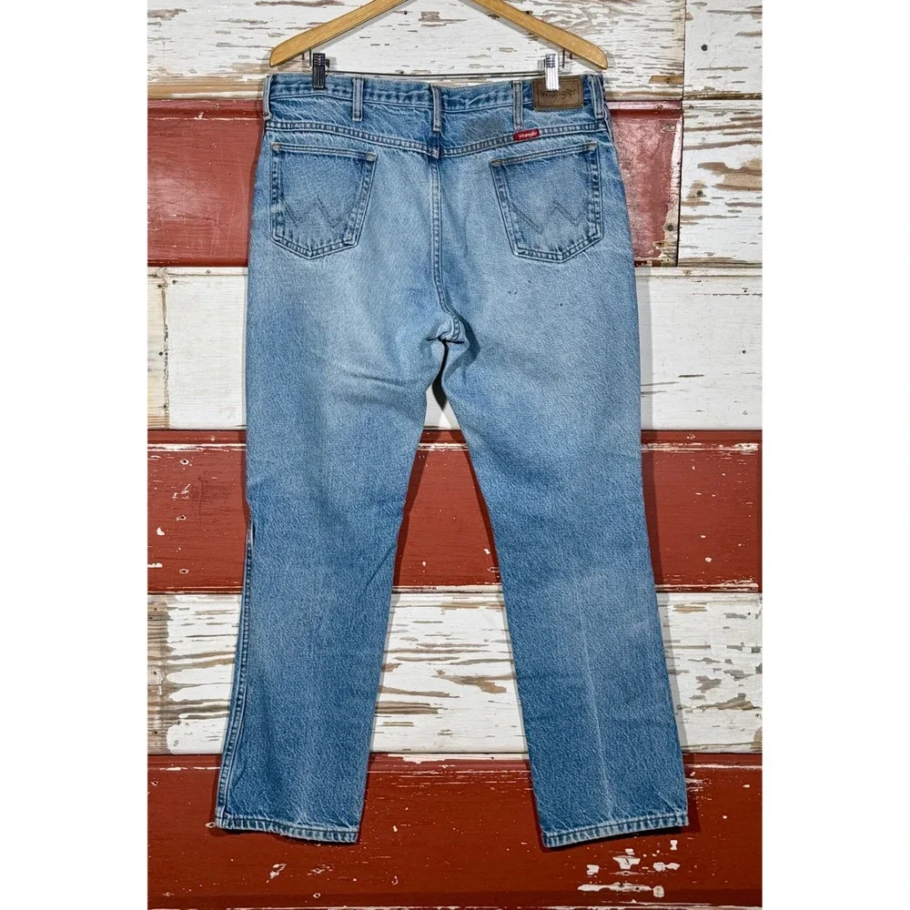 80s USA Vintage Wrangler Jeans Mens Distressed Holy‎ Denim Blue